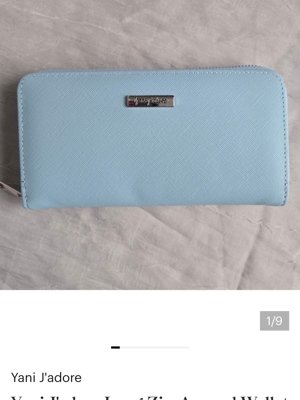 Yani J'adore Light Blue Zip Wallet & Matching Card Case - Picture 6 of 9